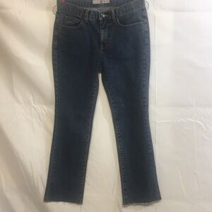 8 inch denim jean M raw hem 28 x 25” crop